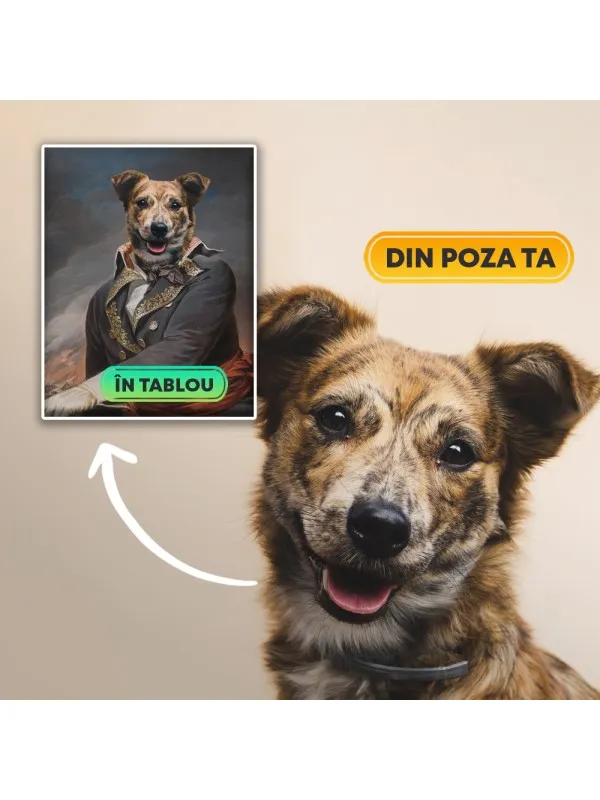 Tablou personalizat cu animalul tău – portret de ofițer în haină de epocă — imaginea 5