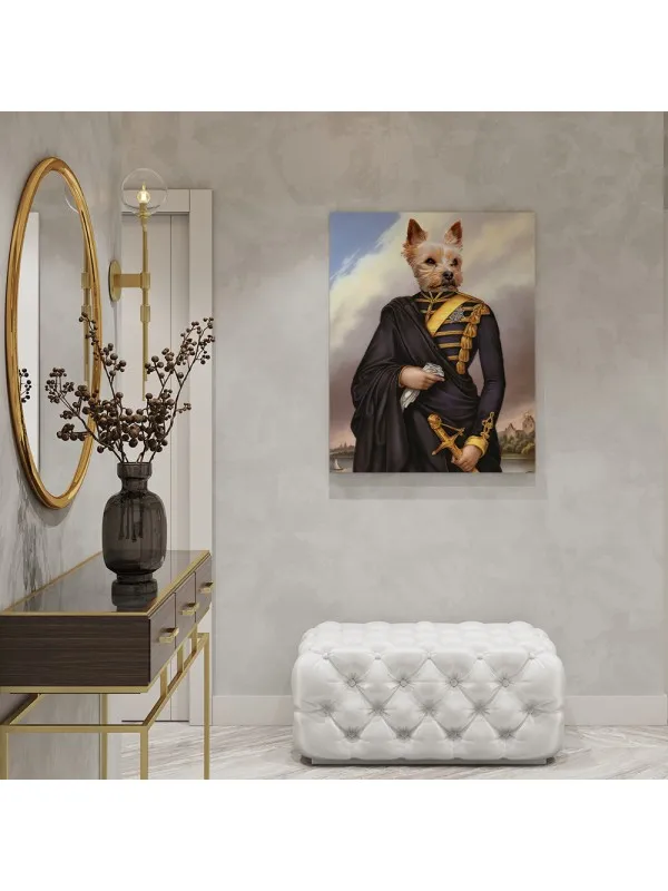 Tablou personalizat cu animalul tău – portret regal în mantie neagră — imaginea 2