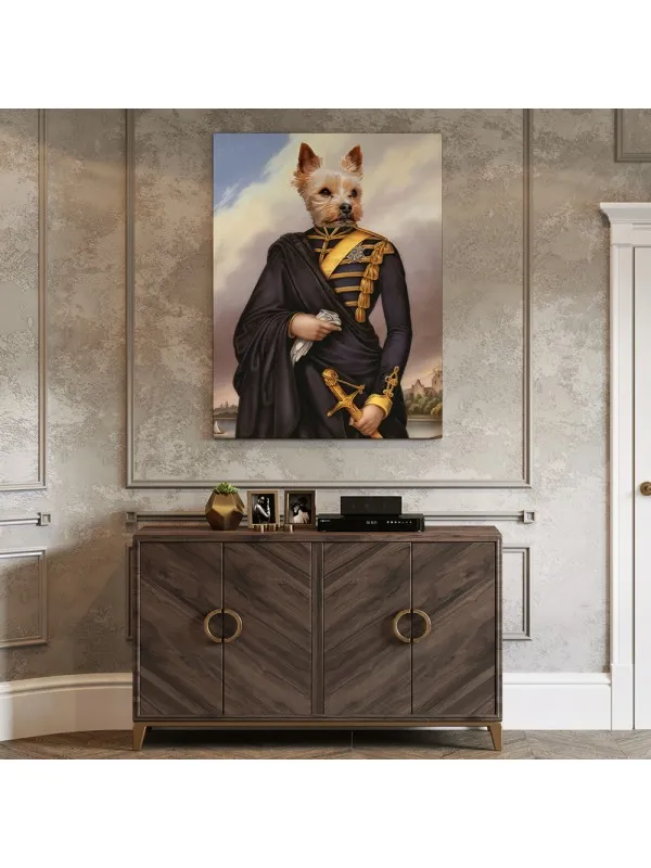 Tablou personalizat cu animalul tău – portret regal în mantie neagră — imaginea 3