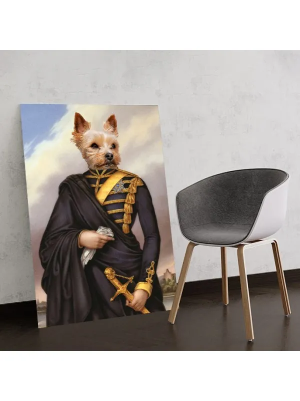 Tablou personalizat cu animalul tău – portret regal în mantie neagră — imaginea 4