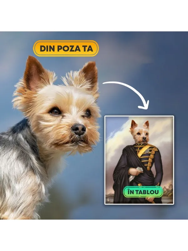 Tablou personalizat cu animalul tău – portret regal în mantie neagră — imaginea 5