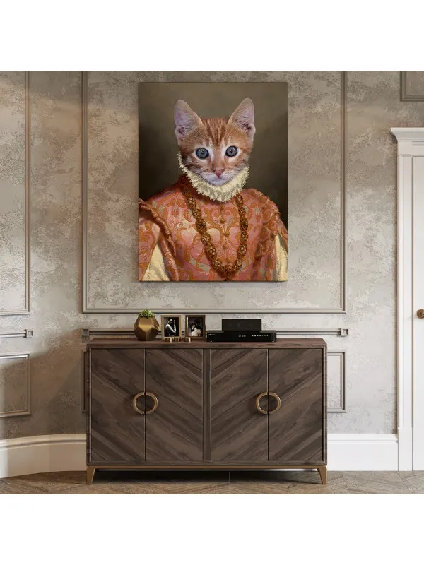 Tablou personalizat cu animalul tău – portret în rochie renascentistă cu guler de dantelă — imaginea 3