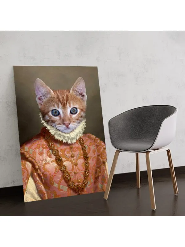 Tablou personalizat cu animalul tău – portret în rochie renascentistă cu guler de dantelă — imaginea 4