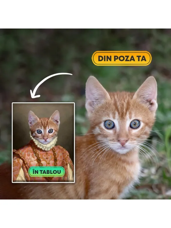 Tablou personalizat cu animalul tău – portret în rochie renascentistă cu guler de dantelă — imaginea 5