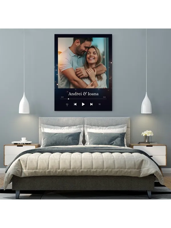 Tablou canvas personalizat cu numele și poza voastră – fond negru — imaginea 2