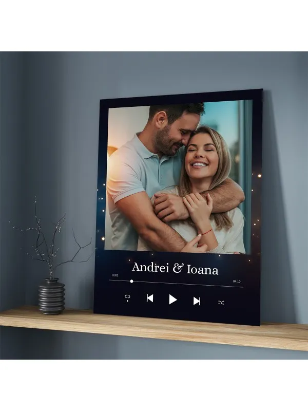 Tablou canvas personalizat cu numele și poza voastră – fond negru — imaginea 3
