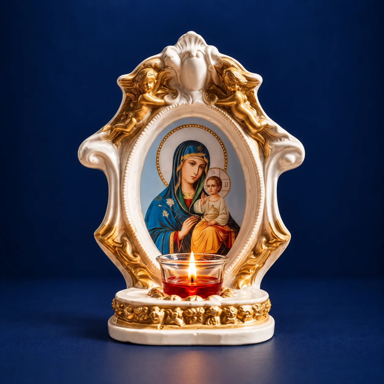 Candelă cu icoana prinosului – model Lumina veșnică