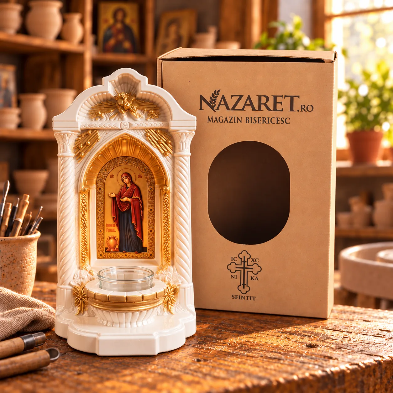 Candelă cu icoana Sporul casei – model Altar — imaginea 4