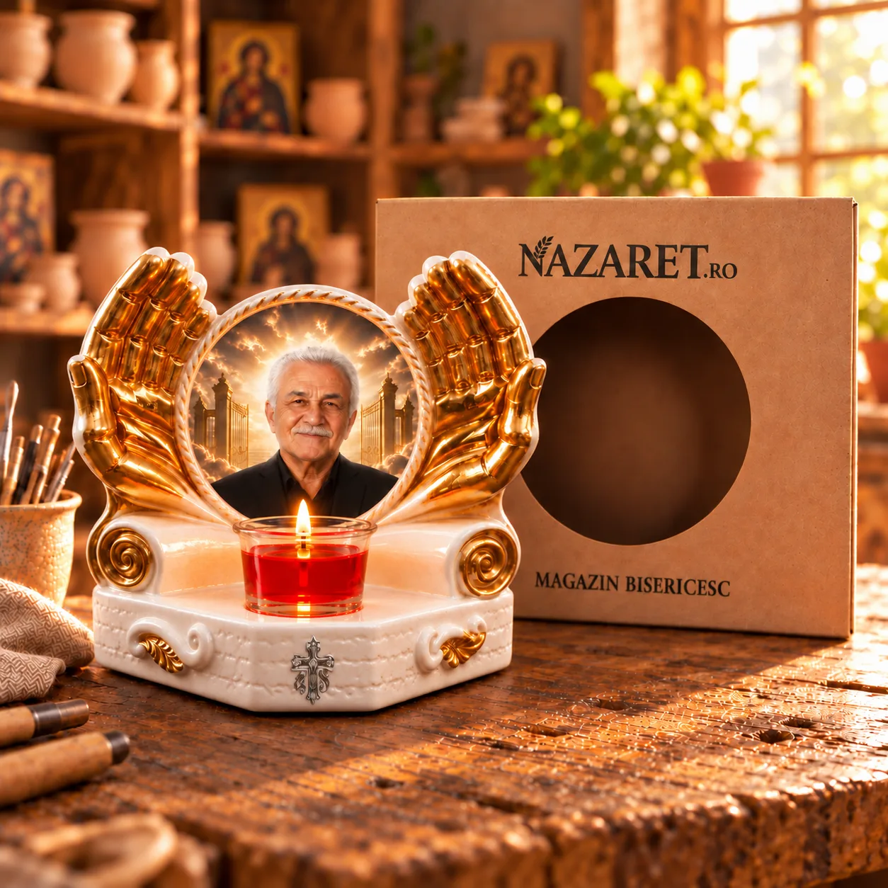Candelă memorială personalizată cu poză – Porțile raiului — imaginea 4