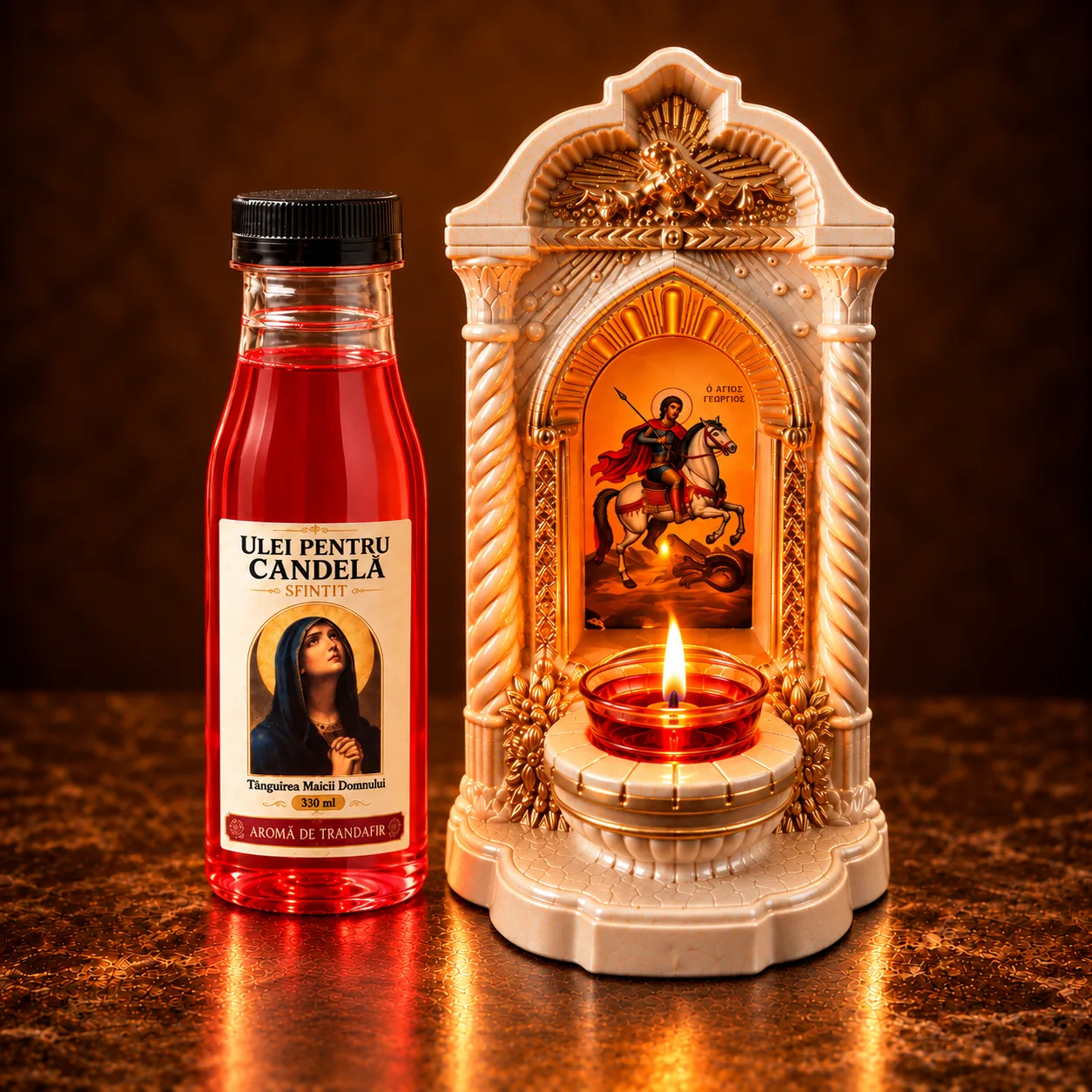 Ulei pentru candelă Tânguirea Maicii Domnului – mireasmă de trandafir, 330 ml — imaginea 3