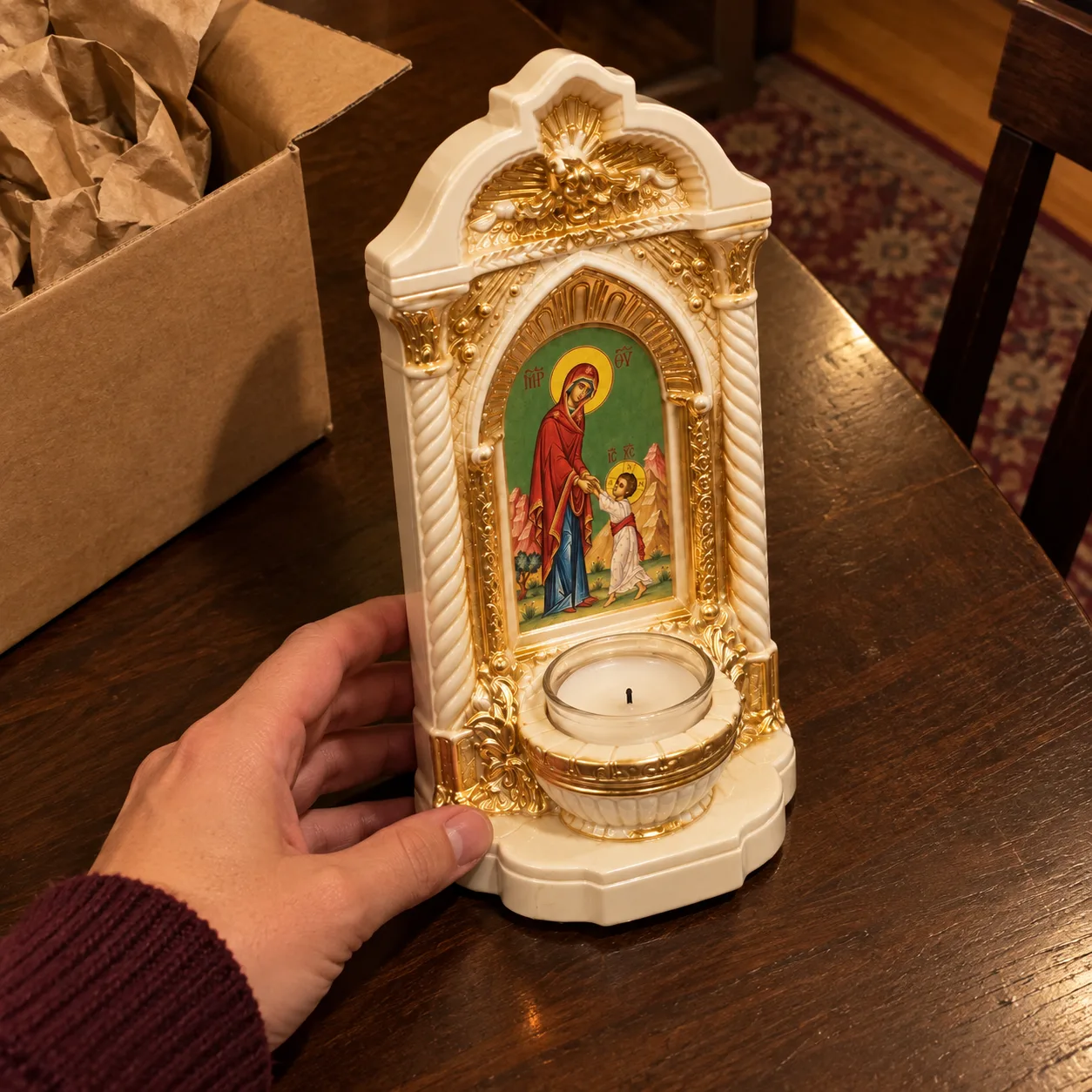 Candelă cu icoana Maicii Domnului – Primii pași ai lui Iisus — imaginea 4
