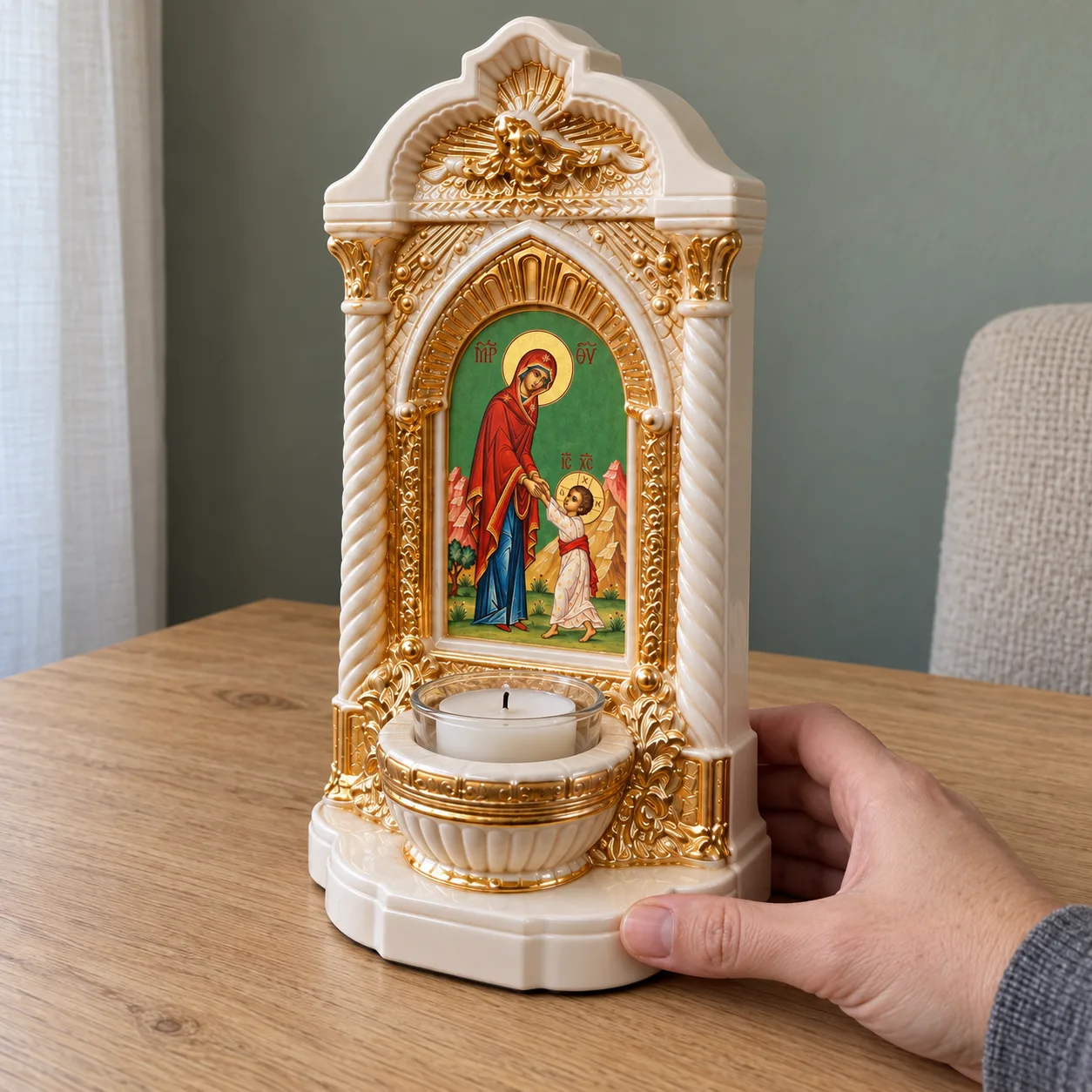 Candelă cu icoana Maicii Domnului – Primii pași ai lui Iisus — imaginea 3