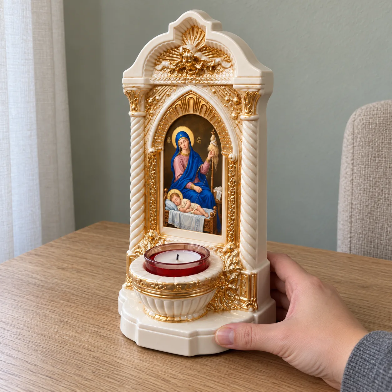 Candelă cu icoana Maicii Domnului Țesătoarea — imaginea 4