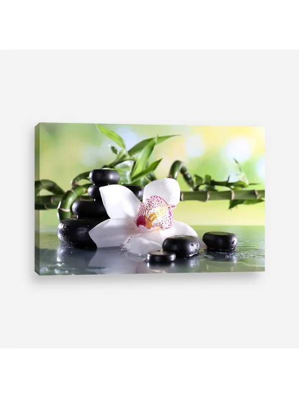 Tablou canvas Orhideea albă și pietrele zen – decor spa