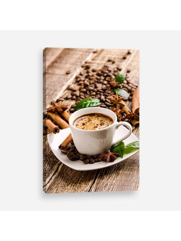 Tablou canvas Cafea cu scorțișoară – decor pentru bucătărie