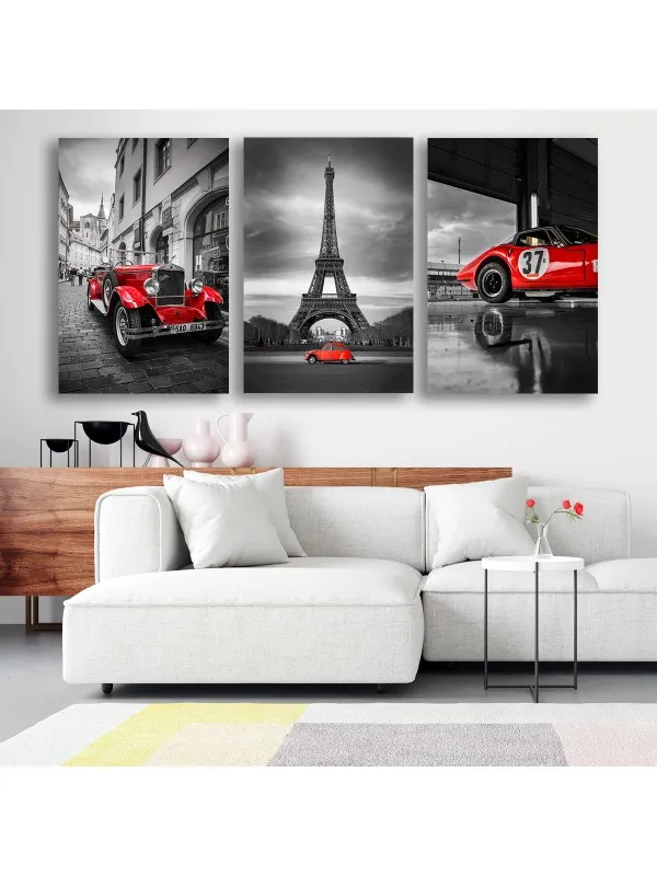 Set 3 tablouri canvas Retro car – tematică auto