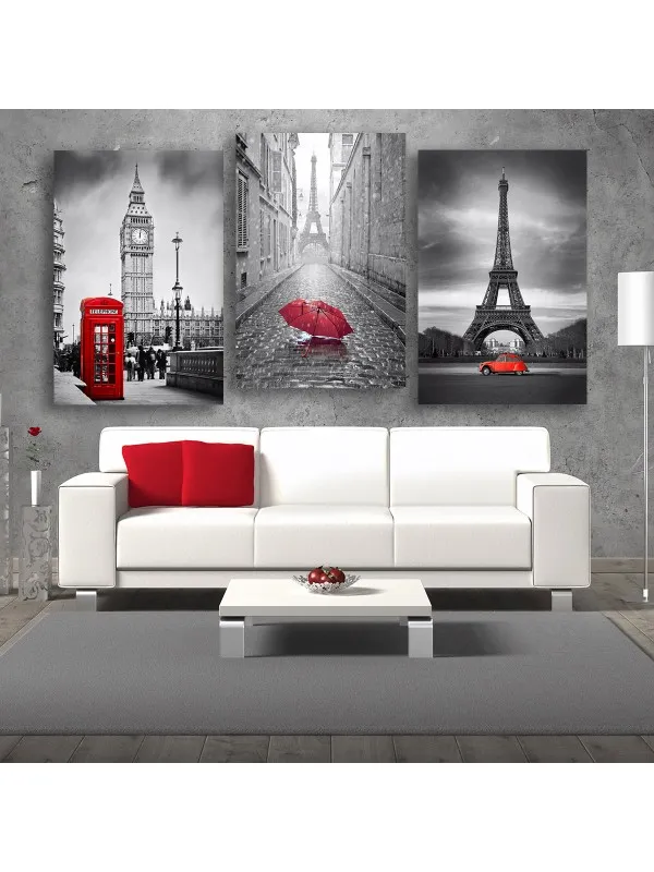 Set 3 tablouri canvas Travel – peisaje pentru living și dormitor