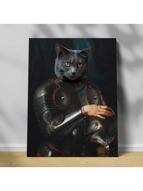 Tablou personalizat cu animalul tău – portret în armură renascentistă