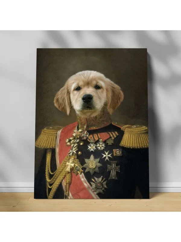 Tablou personalizat cu animalul tău – portret de general cu decorații