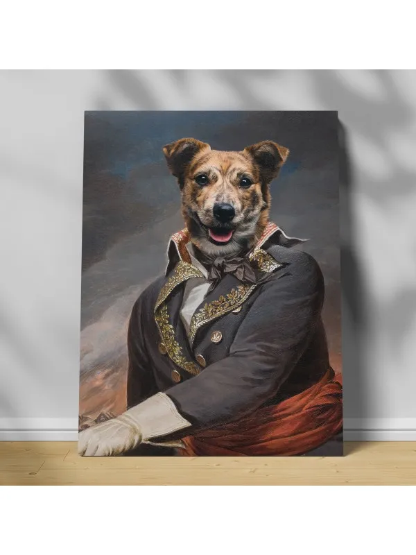 Tablou personalizat cu animalul tău – portret de ofițer în haină de epocă