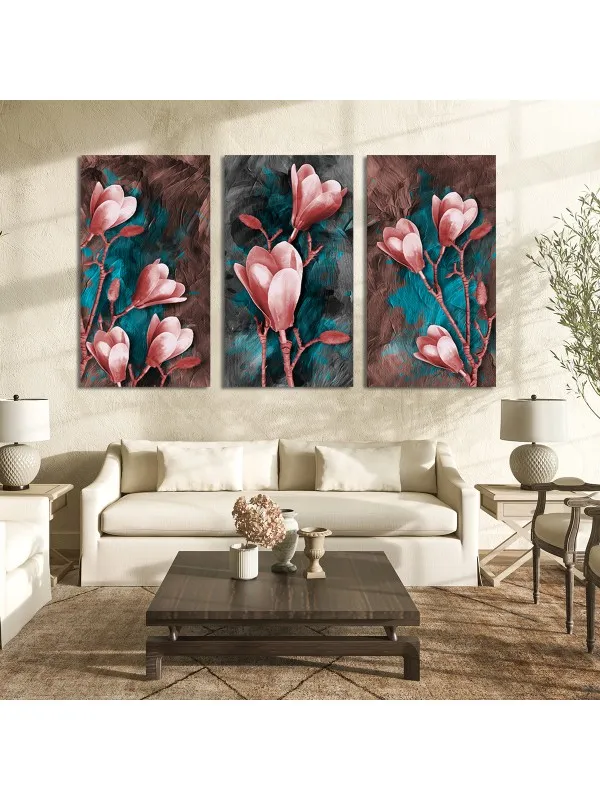 Set 3 tablouri canvas Magnolii – decor floral