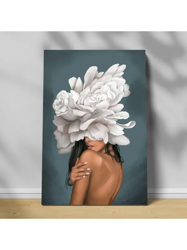 Tablou canvas Fată cu flori – portret decorativ