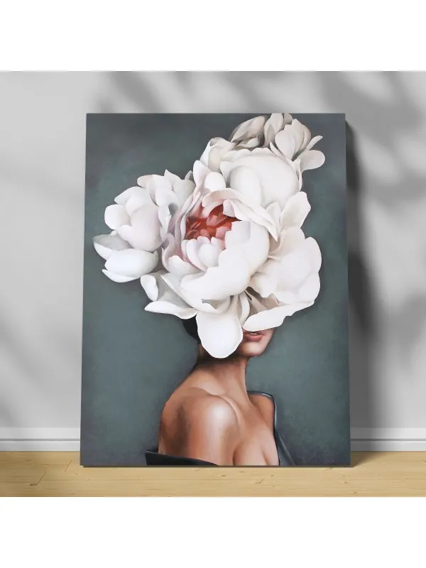Tablou canvas Girl with flowers – portret decorativ