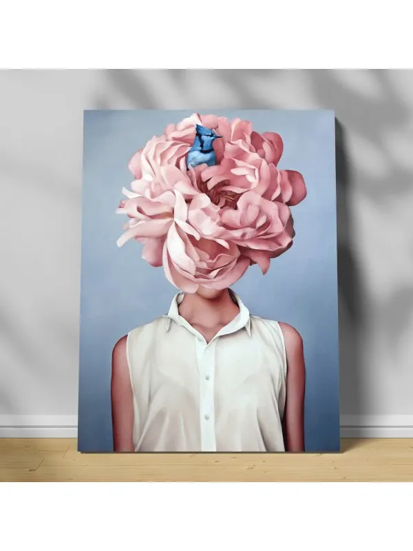 Tablou canvas Pink flower portrait – figură feminină