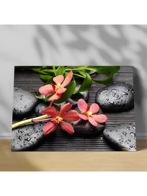 Tablou canvas Orhidee imperială și pietre zen – decor feng shui