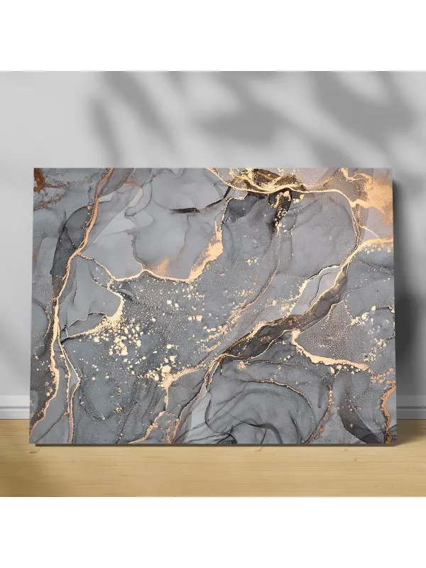 Tablou canvas Gray and gold – abstract în gri și auriu