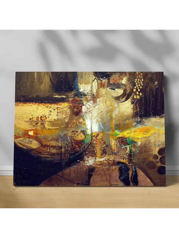 Tablou canvas Brown and yellow – abstract în maro și galben