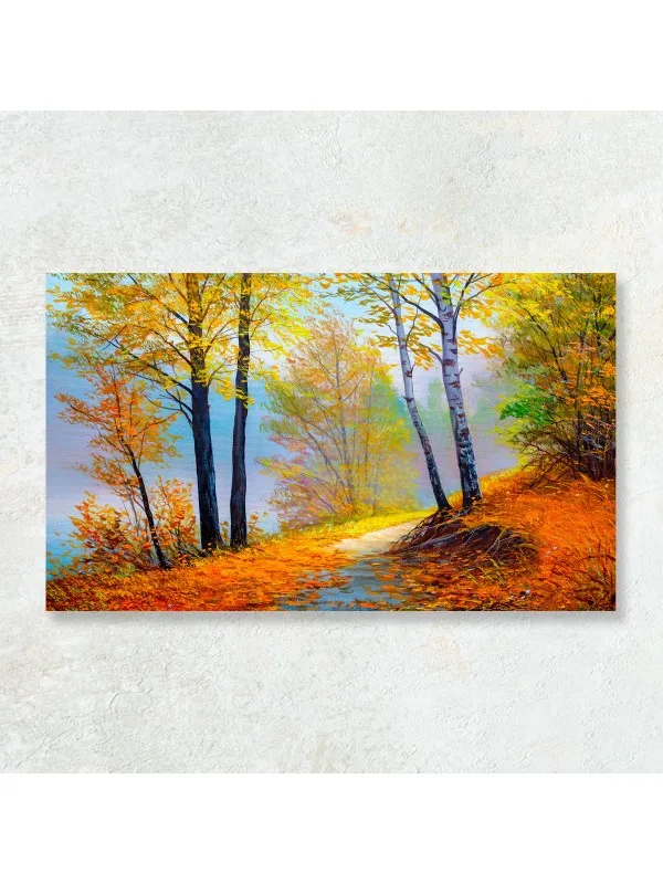 Tablou canvas Toamnă cu mesteceni – peisaj de pădure