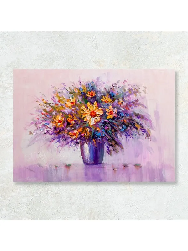 Tablou canvas Flori mov și galbene – decor feng shui