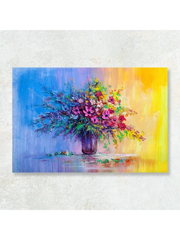 Tablou canvas Flori albastre și galbene – decor feng shui