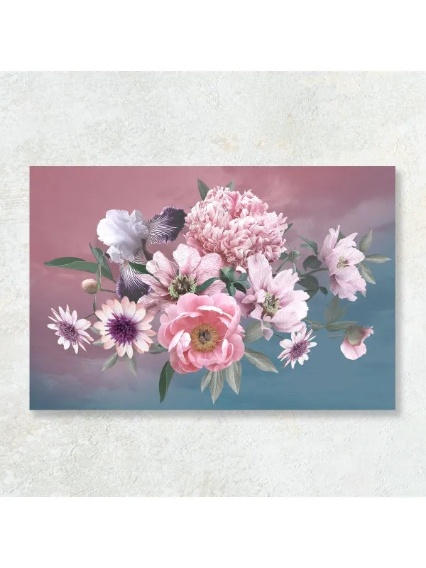Tablou canvas Bujori și iriși – decor feng shui