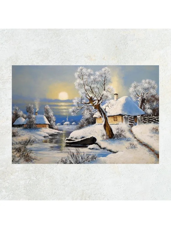 Tablou canvas Iarnă în Delta Dunării – peisaj românesc