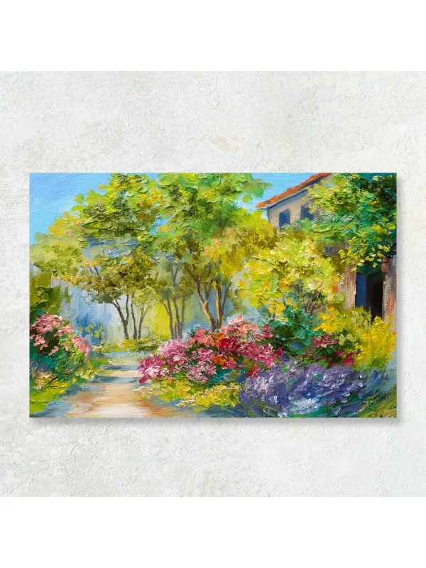 Tablou canvas Casă în pădurea de vară – peisaj rustic