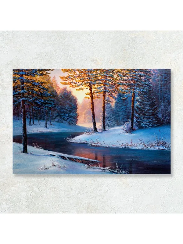 Tablou canvas Noaptea de Crăciun – peisaj de iarnă în pădure