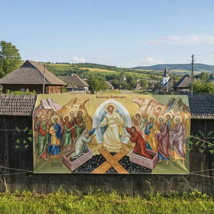 Banner Învierea Domnului, 2 x 1 m – decor de Paște și fundal foto