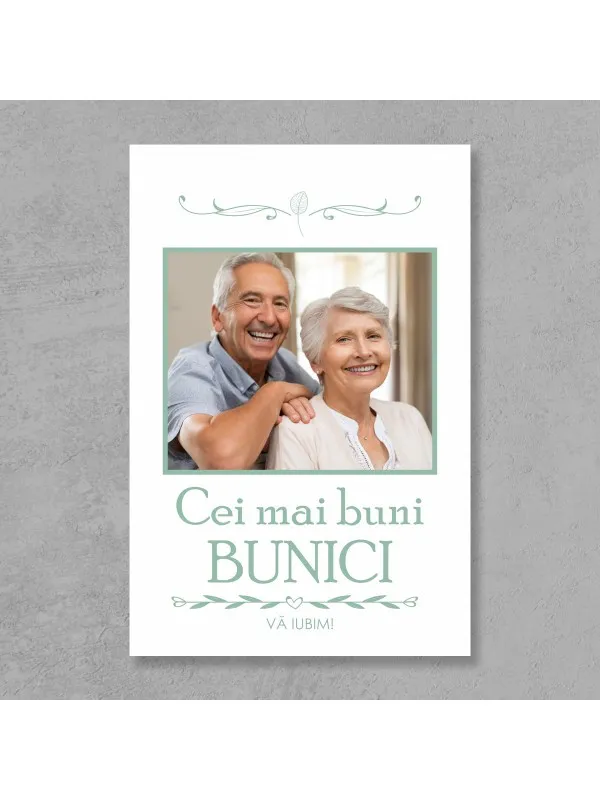 Tablou canvas personalizat pentru bunici, cu poză și mesaj – 50x70 cm