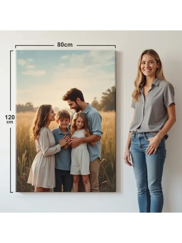 Tablou canvas personalizat cu poza familiei – 80x120 cm (vertical)