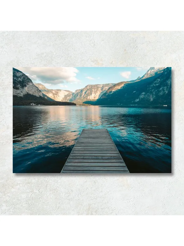 Tablou canvas feng shui Ponton pe lac – peisaj pentru peretele de nord