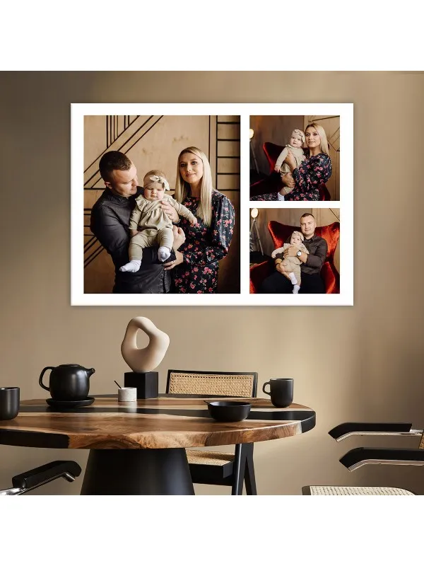 Tablou canvas personalizat colaj cu 3 poze – amintiri de familie
