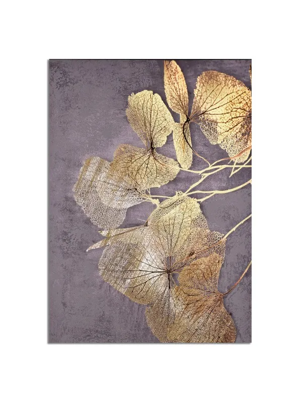 Tablou canvas Delicata floare aurie – decor minimalist cu nuanțe de gri