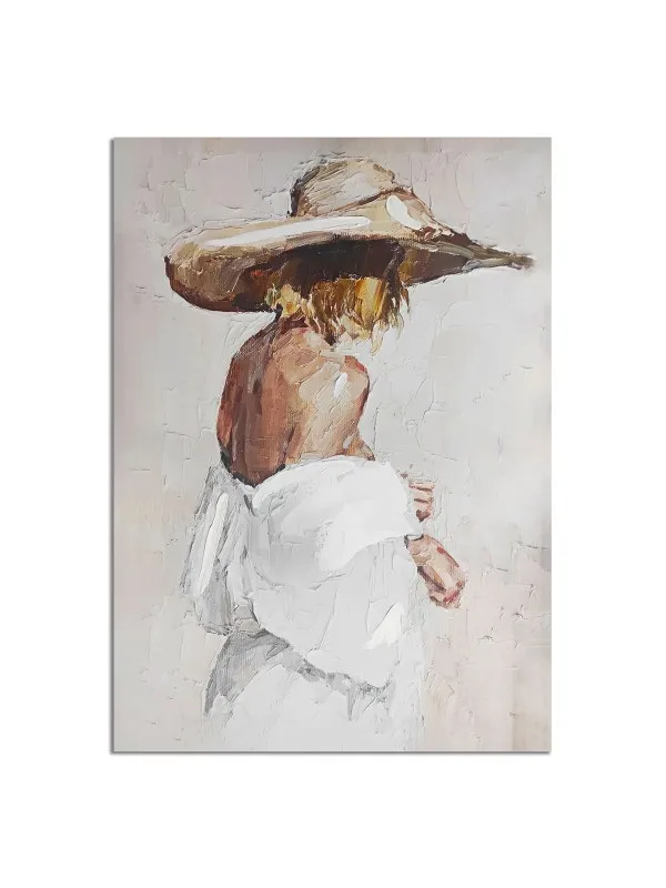 Tablou canvas Femeie misterioasă cu pălărie – portret din spate