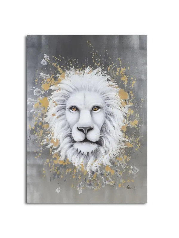 Tablou canvas Leon, regele tăcut – leu alb în tonuri de gri