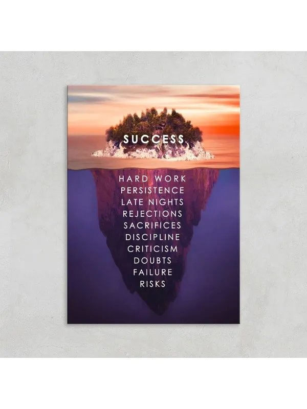 Tablou canvas Iceberg la apus – citat motivațional despre succes