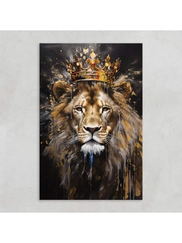 Tablou canvas Regele leu – cu coroană pe cap, motivațional