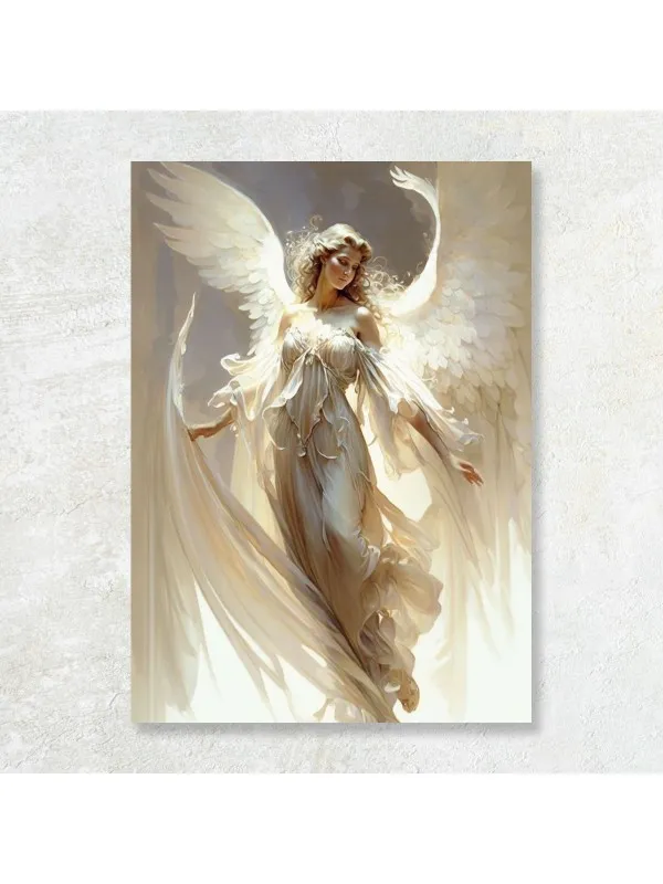 Tablou canvas Dansul angelic – înger în rochie vaporoasă, tonuri crem