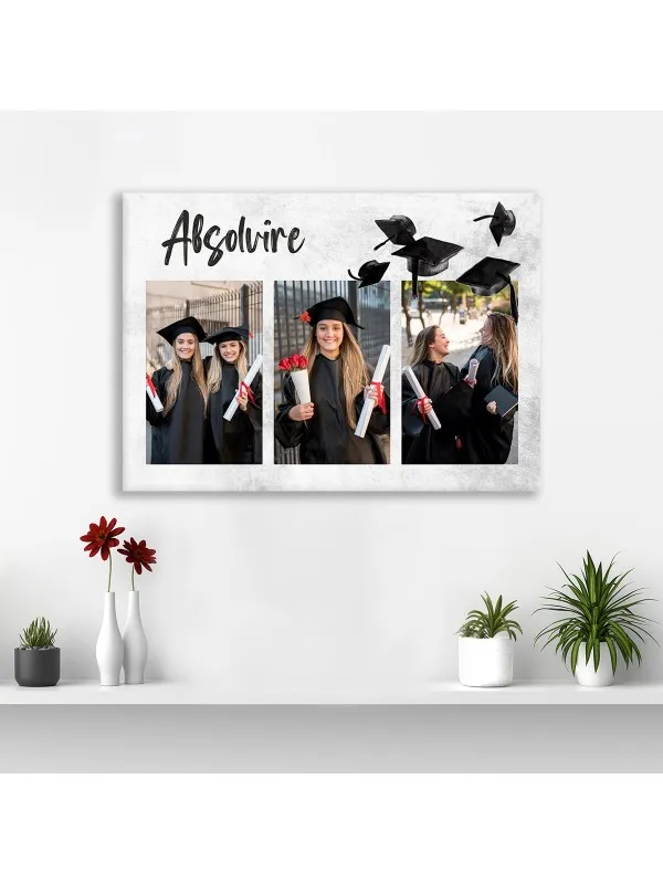 Tablou canvas personalizat colaj cu 3 poze – amintiri de absolvire